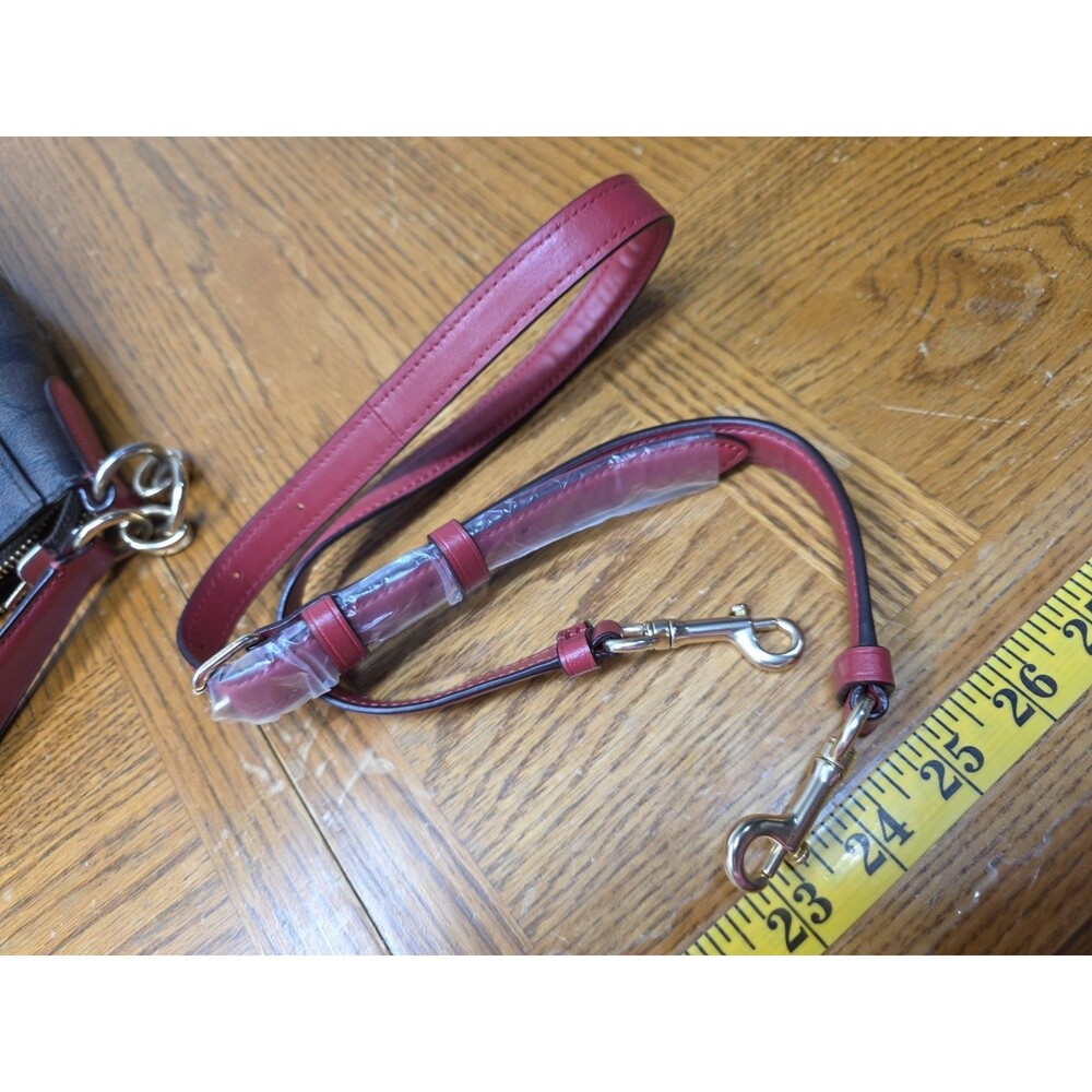 Coach F39527 Elle Hobo Shoulder Brown Signature Coated Canvas Red Leather - Picture 15 of 15